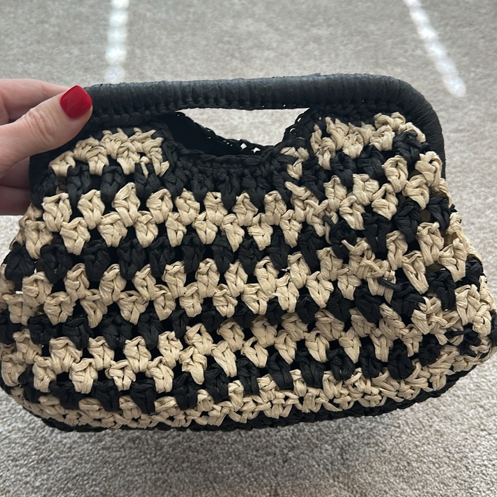 Abercrombie & Fitch Black and Tan Woven Clutch